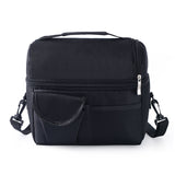 Cooler Bags Insulated Double Layer Large Capacity Oxford Cloth Washable Foldable Heat Insulation Lunch Bag for Office Black