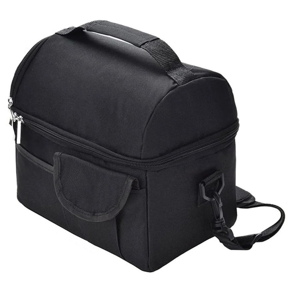 Cooler Bags Insulated Double Layer Large Capacity Oxford Cloth Washable Foldable Heat Insulation Lunch Bag for Office Black