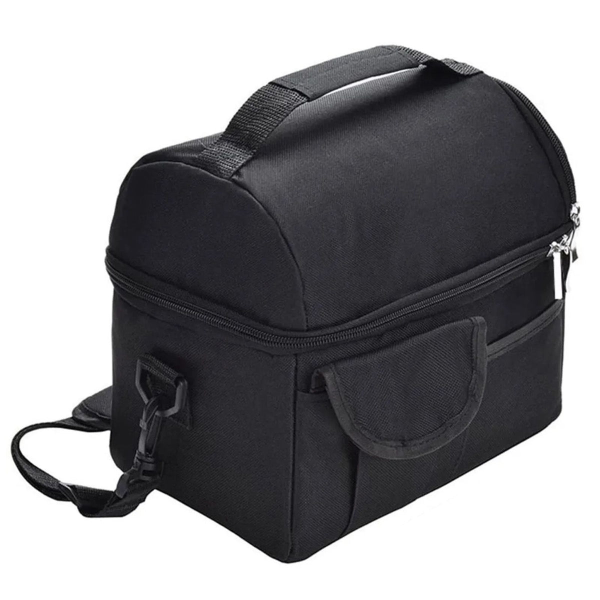 Cooler Bags Insulated Double Layer Large Capacity Oxford Cloth Washable Foldable Heat Insulation Lunch Bag for Office Black