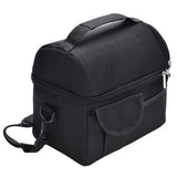 Cooler Bags Insulated Double Layer Large Capacity Oxford Cloth Washable Foldable Heat Insulation Lunch Bag for Office Black - Top-Down View