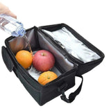 Cooler Bags Insulated Double Layer Large Capacity Oxford Cloth Washable Foldable Heat Insulation Lunch Bag for Office Black - Rear View