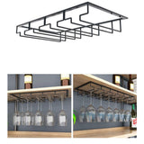 Stemware Holder Black 4 Slot Iron Wire Assembled Design Corrosion Resistant Easy Cleaning Glasses Storage Hanger for Bar - Top-Down View