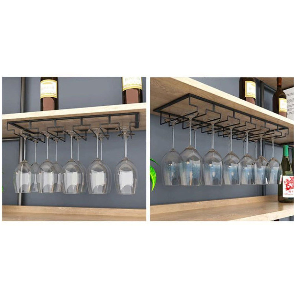 Stemware Holder Black 4 Slot Iron Wire Assembled Design Corrosion Resistant Easy Cleaning Glasses Storage Hanger for Bar