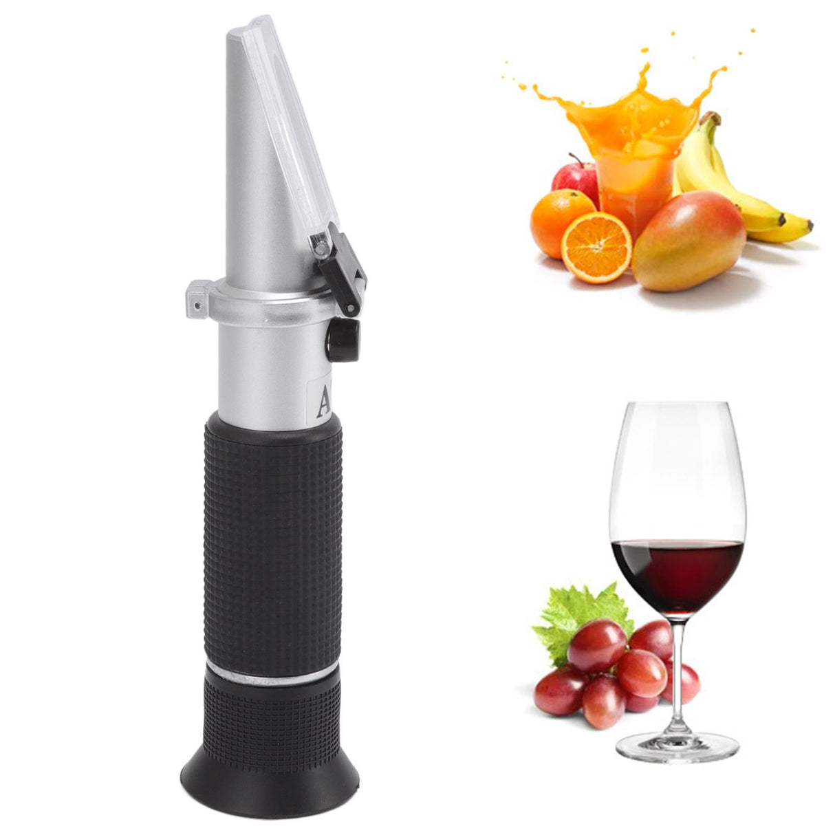 Brix Refractometer 3 in 1 Handheld Measure Sugar Content in Grape Wine Juice Alcohol Meter with ATC for Homebrew Kit