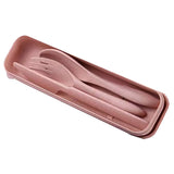Wheat Straw Cutlery Set Modern Portable Fork Spoon Knife Tableware with Box for Office School Picnic Pink