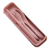 Wheat Straw Cutlery Set Modern Portable Fork Spoon Knife Tableware with Box for Office School Picnic Pink - Extra Image