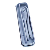 Wheat Straw Cutlery Set Modern Portable Fork Spoon Knife Tableware with Box for Office School Picnic Blue - Extra Image