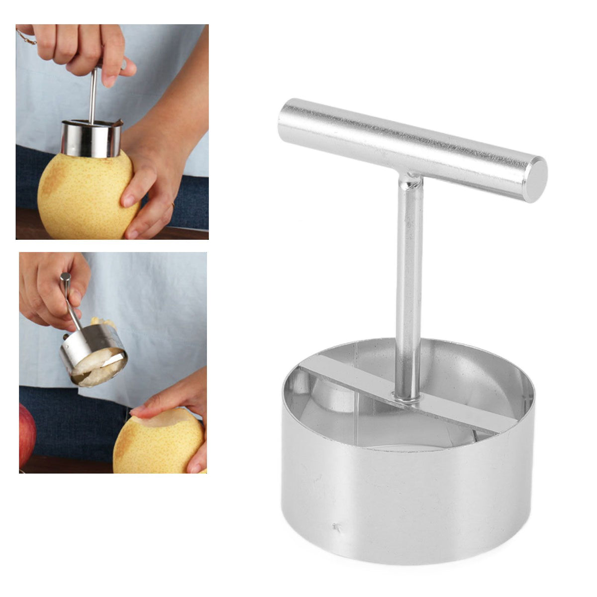 Apple Corer Remover Stainless Steel Fruit Corer Remover with Ergonomic Handle for Home Kitchen L
