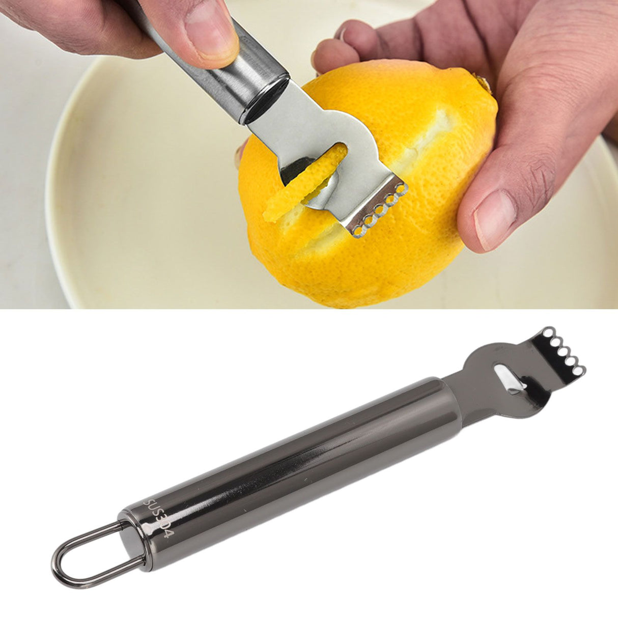 Lemon Peeler 304 Stainless Steel Lemon Zester Grater Orange Citrus Twist Peeler Kitchen Fruit Peeling Tools Black