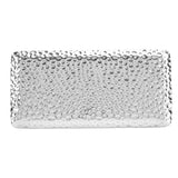 Hammered Tray Exquisite Odorless Stainless Steel Serving Tray for Living Room Bedroom Kitchen Bathroom 19.5x9.5cm Silver - Low Angle