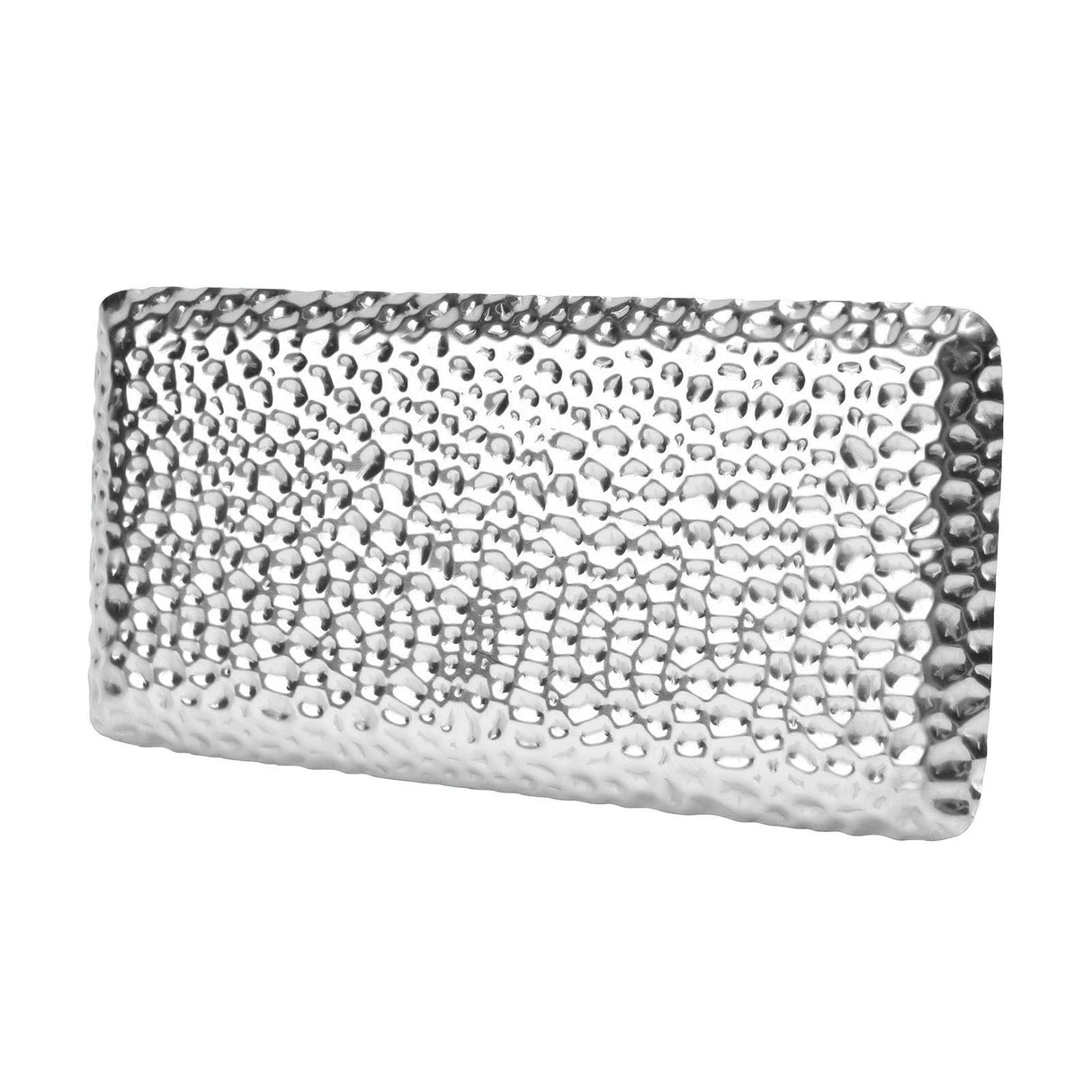 Hammered Tray Exquisite Odorless Stainless Steel Serving Tray for Living Room Bedroom Kitchen Bathroom 19.5x9.5cm Silver