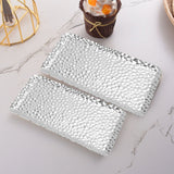 Hammered Tray Exquisite Odorless Stainless Steel Serving Tray for Living Room Bedroom Kitchen Bathroom 19.5x9.5cm Silver