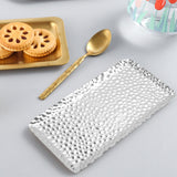 Hammered Tray Exquisite Odorless Stainless Steel Serving Tray for Living Room Bedroom Kitchen Bathroom 19.5x9.5cm Silver