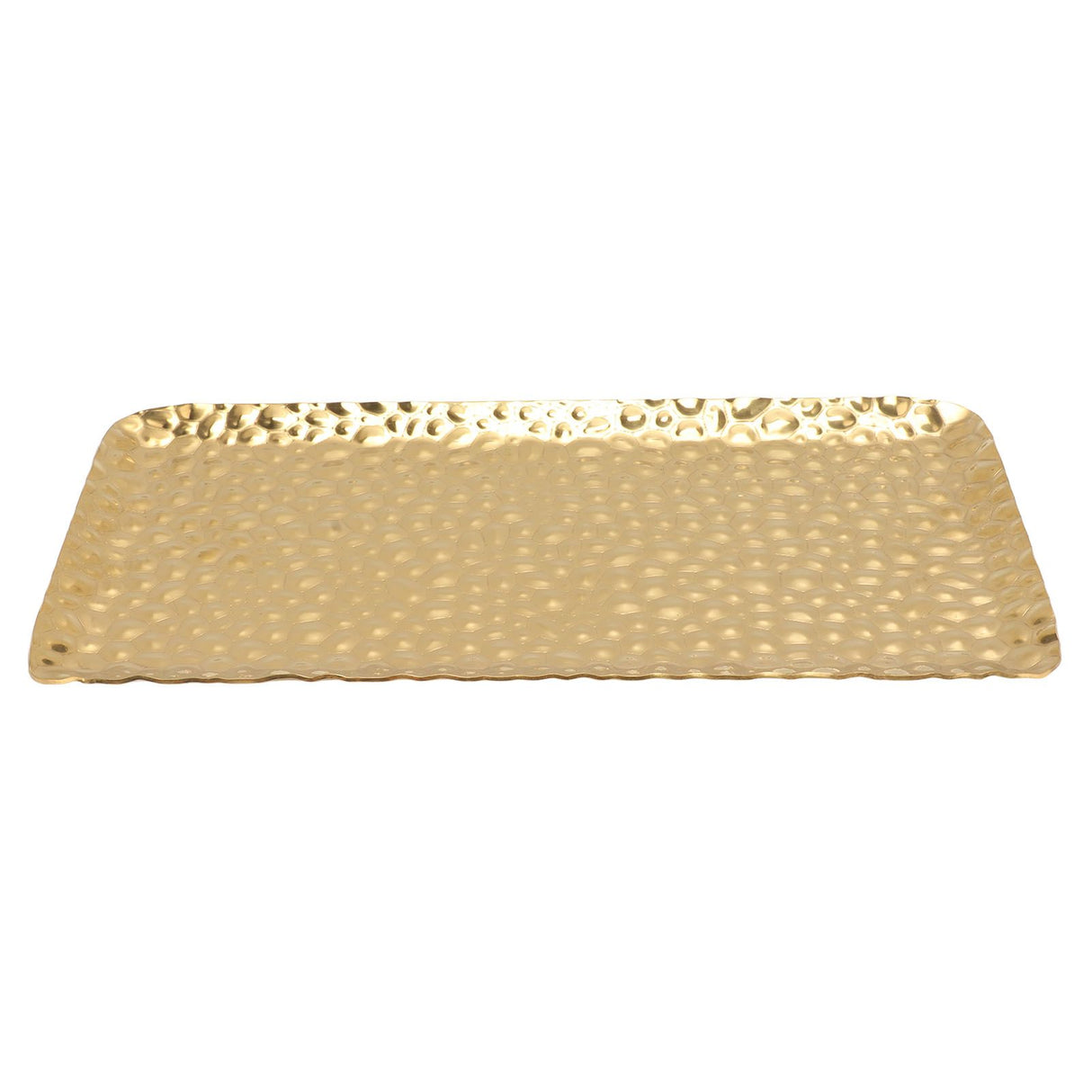 Hammered Tray Exquisite Odorless Stainless Steel Serving Tray for Living Room Bedroom Kitchen Bathroom 19.5x9.5cm Gold