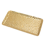 Hammered Tray Exquisite Odorless Stainless Steel Serving Tray for Living Room Bedroom Kitchen Bathroom 19.5x9.5cm Gold - Side View
