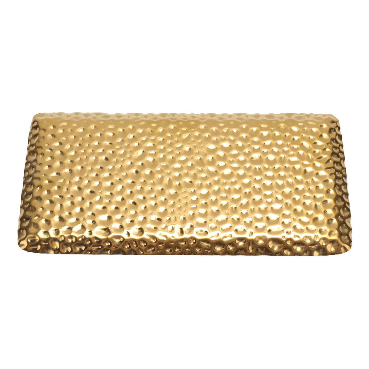 Hammered Tray Exquisite Odorless Stainless Steel Serving Tray for Living Room Bedroom Kitchen Bathroom 19.5x9.5cm Gold