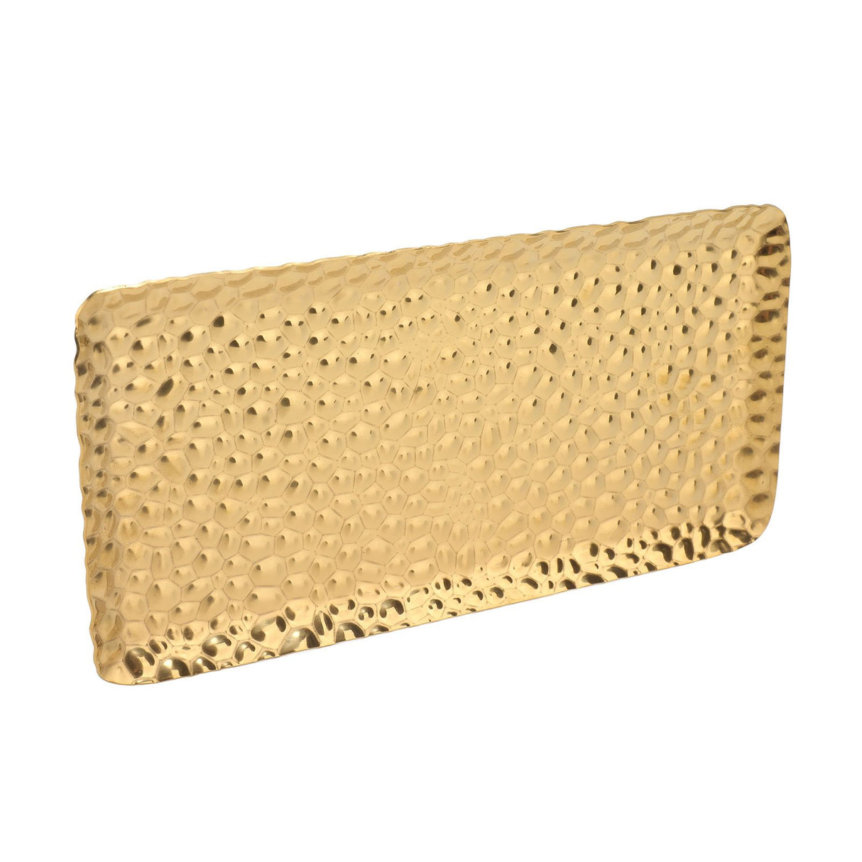 Hammered Tray Exquisite Odorless Stainless Steel Serving Tray for Living Room Bedroom Kitchen Bathroom 19.5x9.5cm Gold