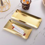Hammered Tray Exquisite Odorless Stainless Steel Serving Tray for Living Room Bedroom Kitchen Bathroom 19.5x9.5cm Gold