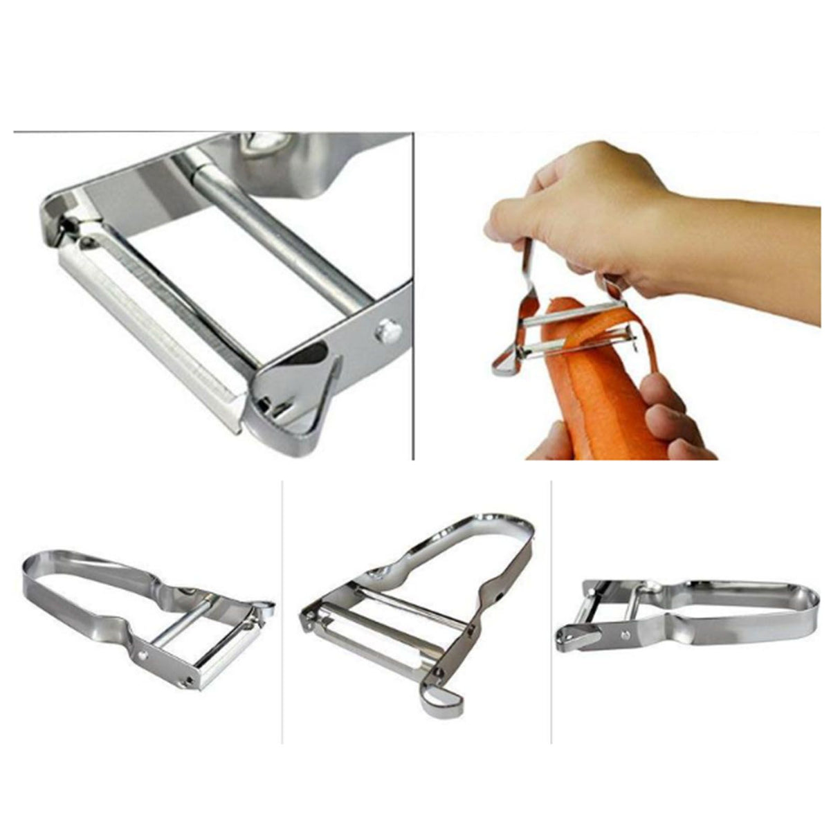 Stainless Steel Peeler U Shape Ergonomic Handle Fruit Peeler Vegetable Peeler for Kitchen Silver
