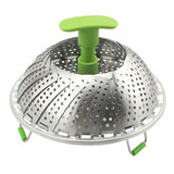 Steam Basket Stainless Steel Folding Vegetable Steam Basket with ABS Handle for Veggie Fish Seafood Cooking Steam Basket