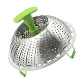 Steam Basket Stainless Steel Folding Vegetable Steam Basket with ABS Handle for Veggie Fish Seafood Cooking Steam Basket