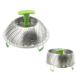 Steam Basket Stainless Steel Folding Vegetable Steam Basket with ABS Handle for Veggie Fish Seafood Cooking Steam Basket - Top-Down View