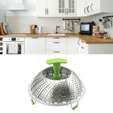 Steam Basket Stainless Steel Folding Vegetable Steam Basket with ABS Handle for Veggie Fish Seafood Cooking Steam Basket