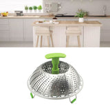 Steam Basket Stainless Steel Folding Vegetable Steam Basket with ABS Handle for Veggie Fish Seafood Cooking Steam Basket