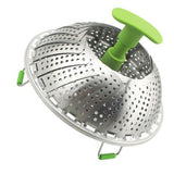 Steam Basket Stainless Steel Folding Vegetable Steam Basket with ABS Handle for Veggie Fish Seafood Cooking Steam Basket