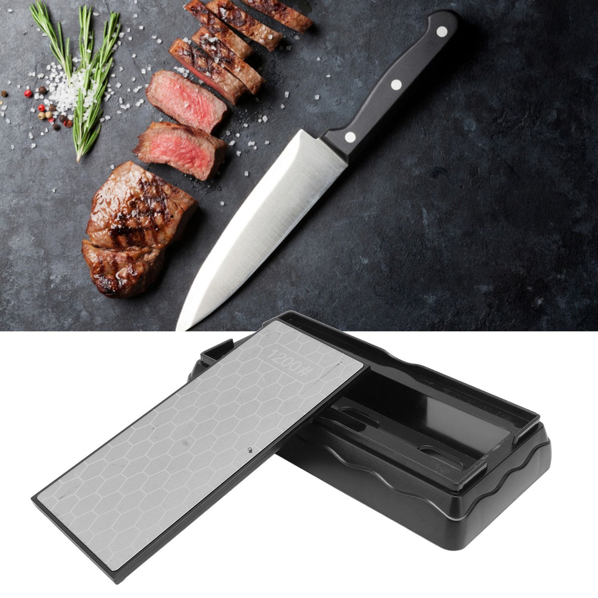 Sharpening Stone 1302B 600/1200 Grit Double Sided Skid Resistant Base Knife Polishing Tool for Kitchen