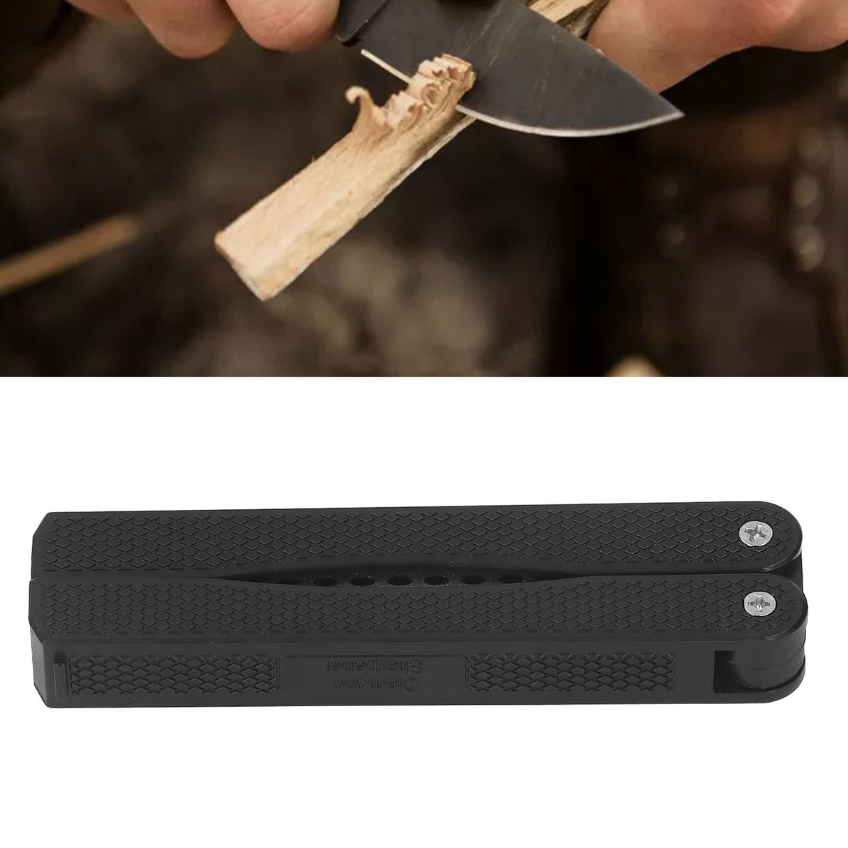 Knife Sharpener Foldable Fan Shaped Adamas Material Lightweight Portable Knife Sharpener for Outdoor Home Black
