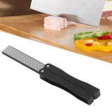 Knife Sharpener Foldable Fan Shaped Adamas Material Lightweight Portable Knife Sharpener for Outdoor Home Black - Extra Image