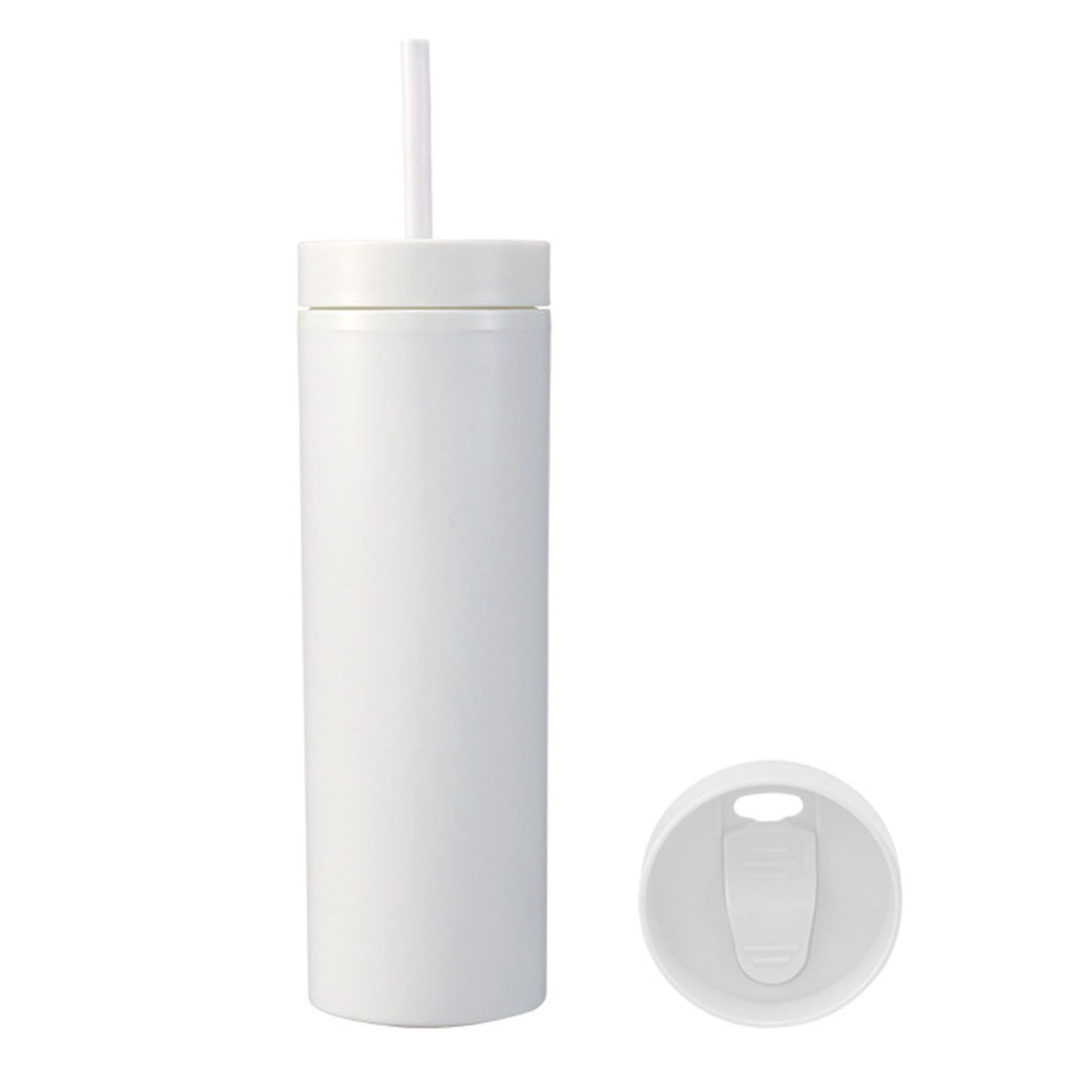 16oz Plastic Tumblers with Lids and Straws Frosting Matte Plastic Drinking Cups for Outdoor Sports White