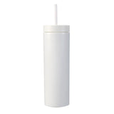 16oz Plastic Tumblers with Lids and Straws Frosting Matte Plastic Drinking Cups for Outdoor Sports White - Top-Down View