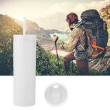 16oz Plastic Tumblers with Lids and Straws Frosting Matte Plastic Drinking Cups for Outdoor Sports White - Rear View