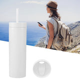 16oz Plastic Tumblers with Lids and Straws Frosting Matte Plastic Drinking Cups for Outdoor Sports White