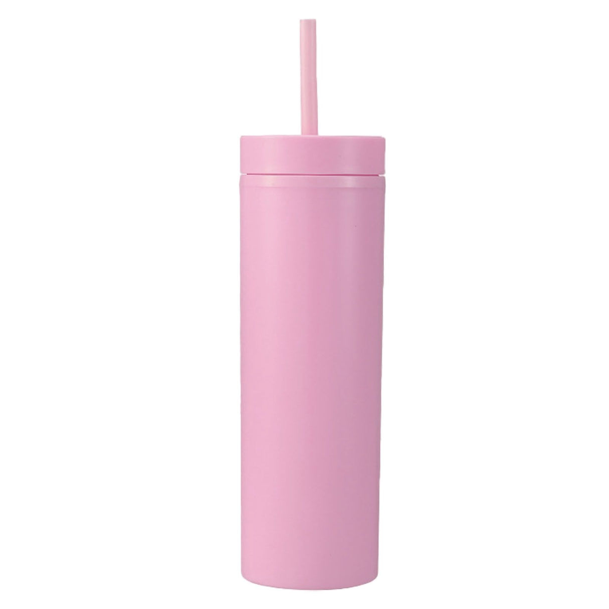 16oz Plastic Tumblers with Lids and Straws Frosting Matte Plastic Drinking Cups for Outdoor Sports 1767 Pink