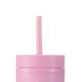 16oz Plastic Tumblers with Lids and Straws Frosting Matte Plastic Drinking Cups for Outdoor Sports 1767 Pink