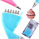 Piping Bags and Tips Set Cake Decorating Supplies for Baking TPU Pastry Bags Stainless Steel Tips Blue - Front View