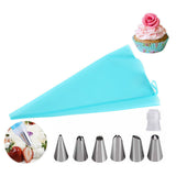 Piping Bags and Tips Set Cake Decorating Supplies for Baking TPU Pastry Bags Stainless Steel Tips Blue