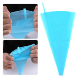 Piping Bags and Tips Set Cake Decorating Supplies for Baking TPU Pastry Bags Stainless Steel Tips Blue - Top-Down View