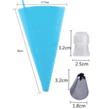 Piping Bags and Tips Set Cake Decorating Supplies for Baking TPU Pastry Bags Stainless Steel Tips Blue - Close-Up Angle