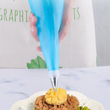Piping Bags and Tips Set Cake Decorating Supplies for Baking TPU Pastry Bags Stainless Steel Tips Blue - Low Angle