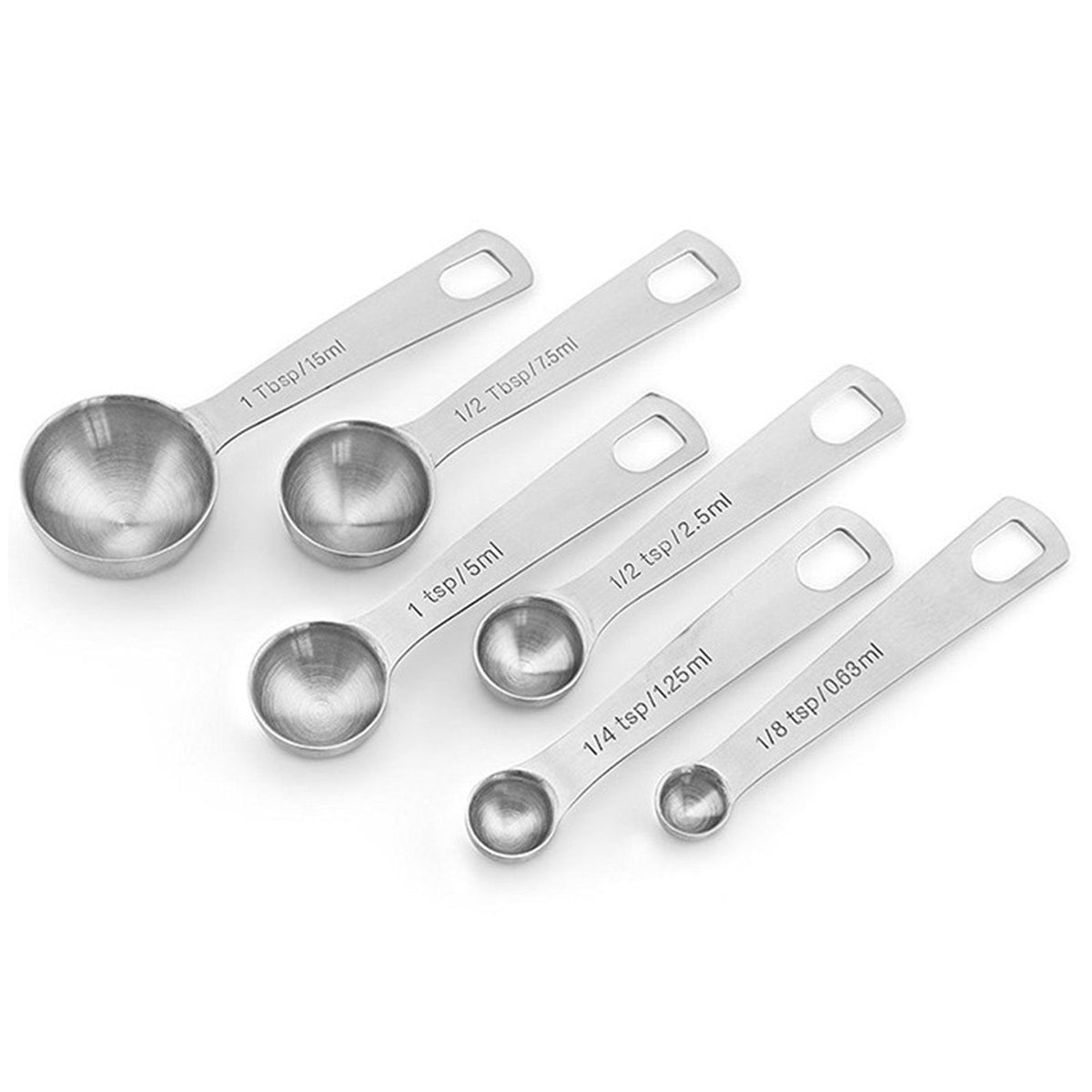 6pcs Measuring Spoon Set Thickened Clear Engraving Scale Stainless Steel Measuring Tablespoons for Seasoning