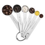 6pcs Measuring Spoon Set Thickened Clear Engraving Scale Stainless Steel Measuring Tablespoons for Seasoning