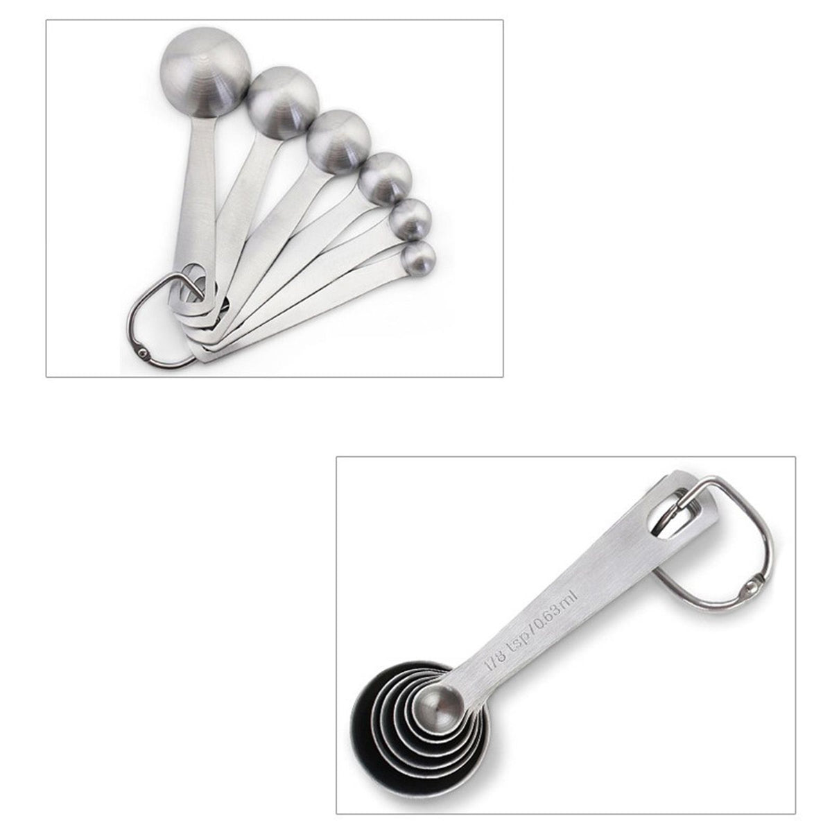 6pcs Measuring Spoon Set Thickened Clear Engraving Scale Stainless Steel Measuring Tablespoons for Seasoning