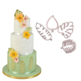 4Pcs Tropical Leaves Cookie Cutter Set Palm Leaves Fondant Cutters Mold for Luau Cake Decorating - 45-Degree Angle