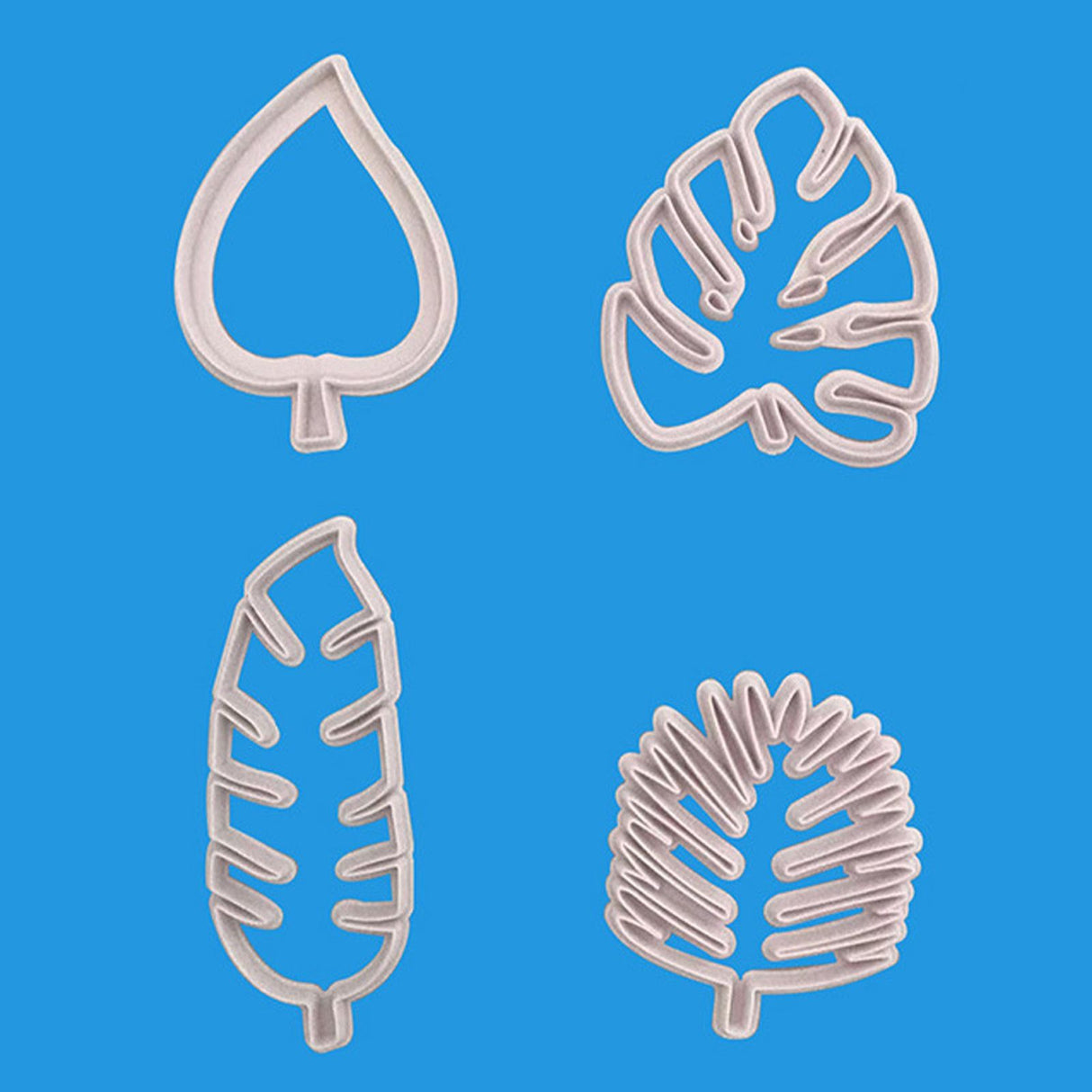4Pcs Tropical Leaves Cookie Cutter Set Palm Leaves Fondant Cutters Mold for Luau Cake Decorating