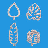 4Pcs Tropical Leaves Cookie Cutter Set Palm Leaves Fondant Cutters Mold for Luau Cake Decorating