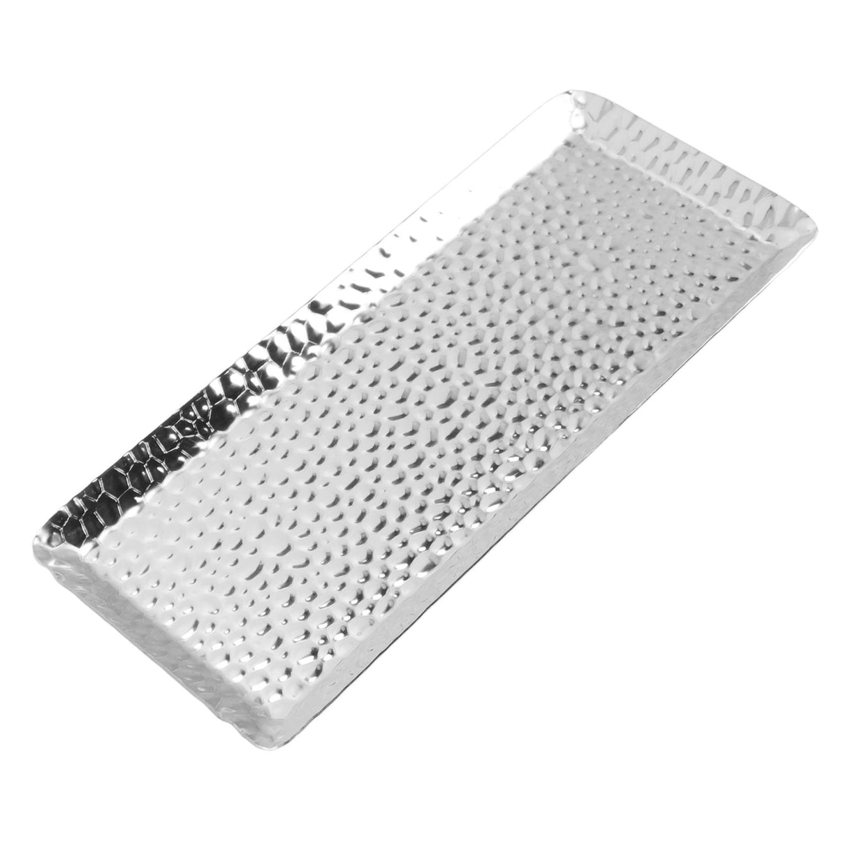 25x11cm Towel Hammered Trays Stainless Steel Multi Purpose Dishwasher Safe Dessert Tray Plate for Home Restaurant Silver